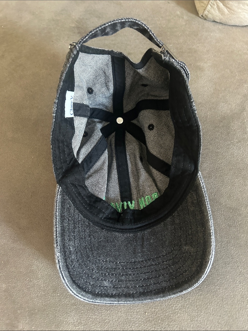Clare V Bon Vivant Denim Cap OS - Picture 3 of 4